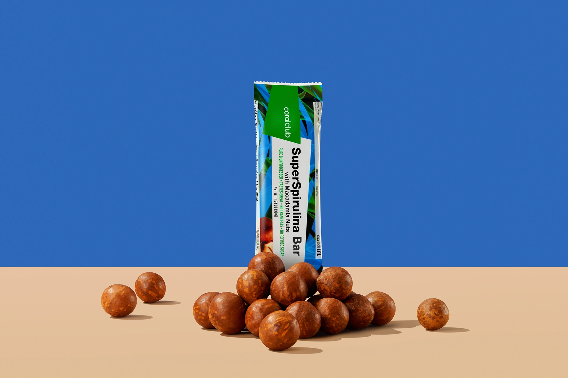 SuperSpirulina Bar cu nuci Macadamia